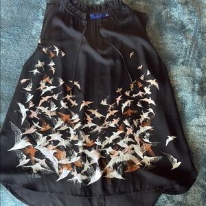 Elegant Black Bird Print Tank